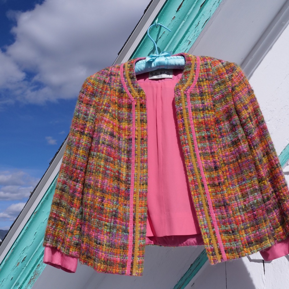 Gorgeous vintage 50s/60s Justin McCarty bespoke pastel tweed cropped jacket - Picture 6 of 8